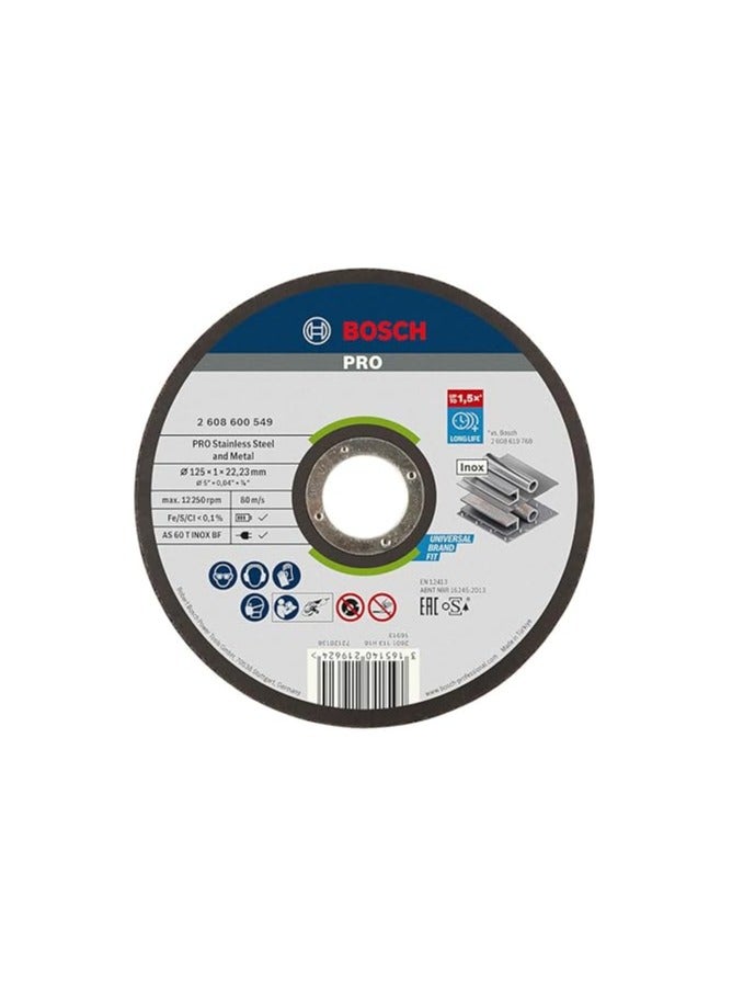 حجر قطعية استانلس ستيل بوش بسكوتة مقاس 5 بوصة سمك 1 مم – Bosch 2608600549